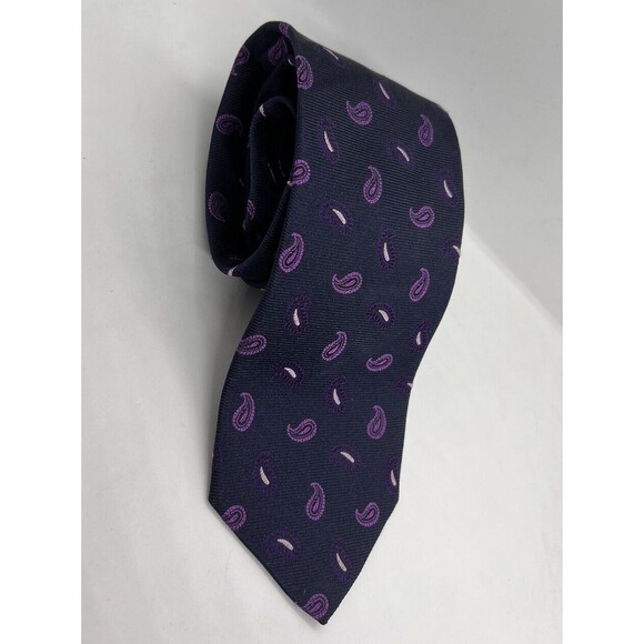 Vintage Mens Brooks Brothers Makers & Merchants Navy Italy Woven Silk Paisley - Picture 1 of 10